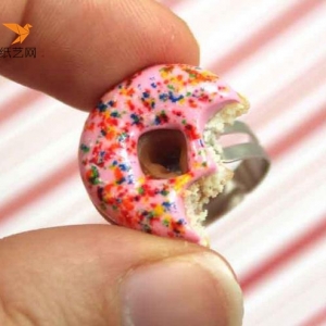 好看不好吃的超轻粘土制作甜甜圈戒指