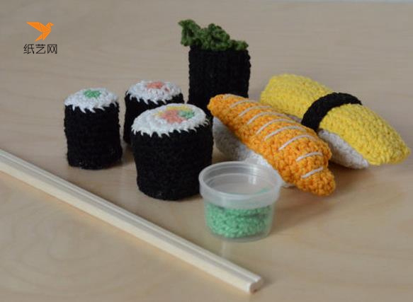 有趣的钩针编织寿司饭盒