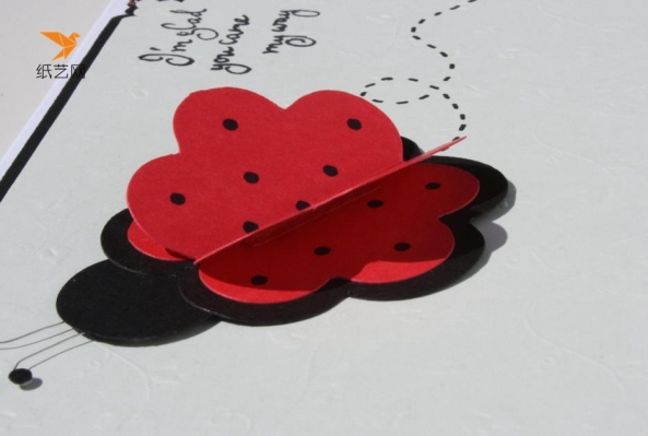 可爱的小瓢虫纸雕教师节贺卡