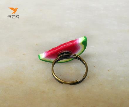超轻粘土DIY戒指夏天的西瓜