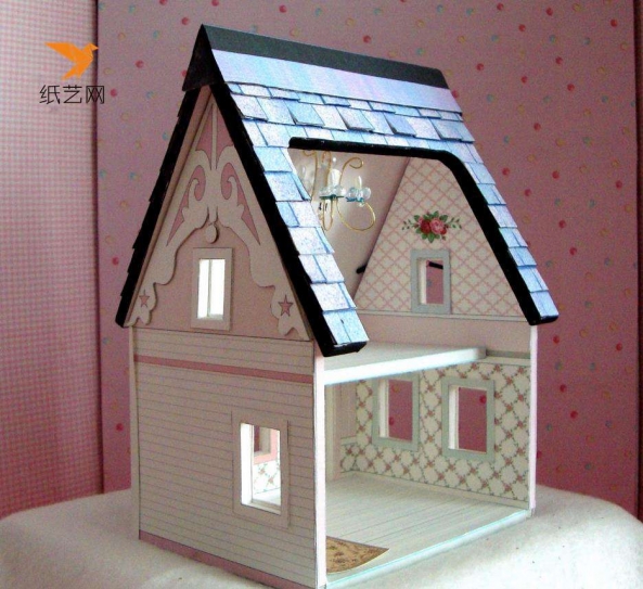 甜美的二层小房子纸模型
