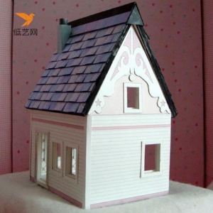 甜美的二层小房子纸模型