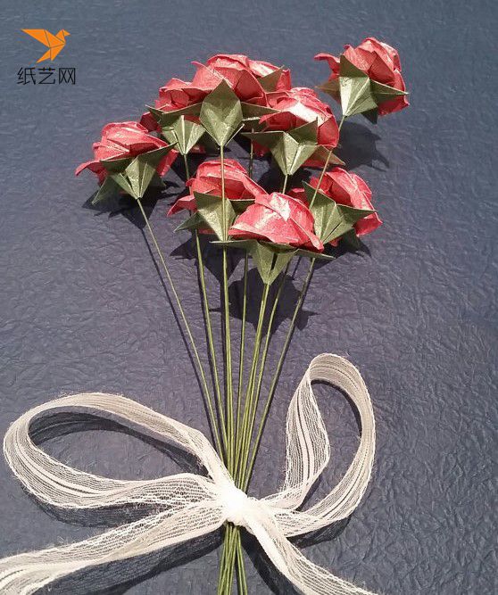 折纸玫瑰花束的作品 婚礼玫瑰