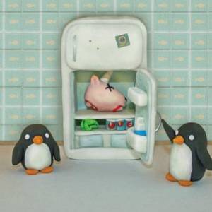 橡皮泥做的企鹅和美味冰箱
