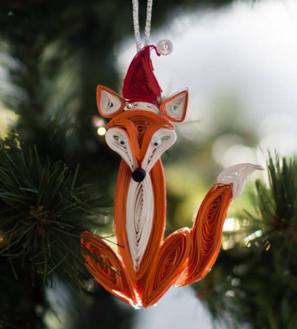 圣诞节衍纸狐狸装饰