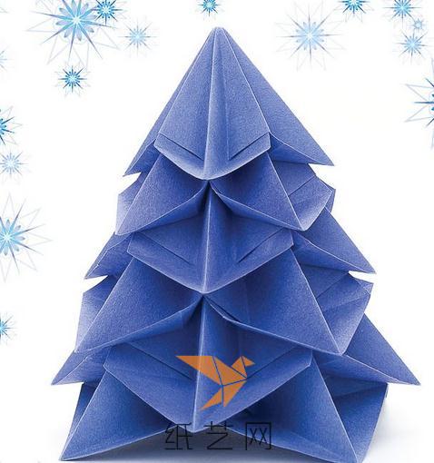 蓝色的折纸圣诞树