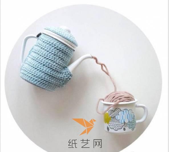 毛线钩针编织手作茶壶