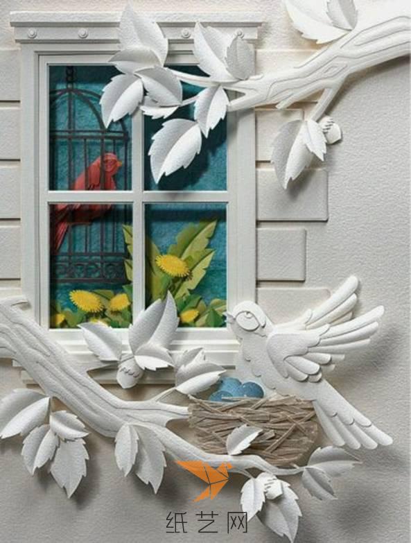 纸雕一扇有风景的窗
