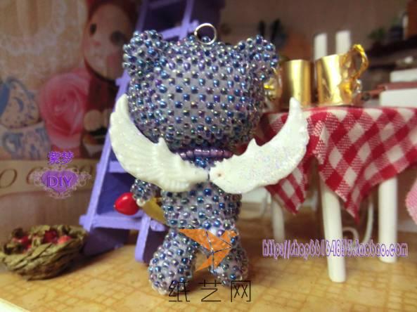 实习爱神天使熊kitty原创中文走线串珠玩偶-----紫梦DIY串珠手工坊