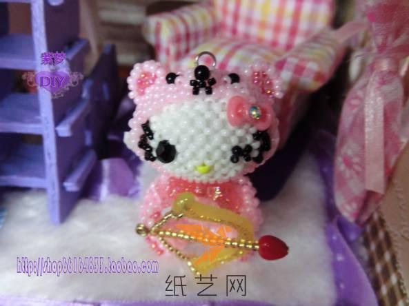 实习爱神天使熊kitty原创中文走线串珠玩偶-----紫梦DIY串珠手工坊