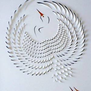 大师级纸雕作品---美丽优雅的飞鹤
